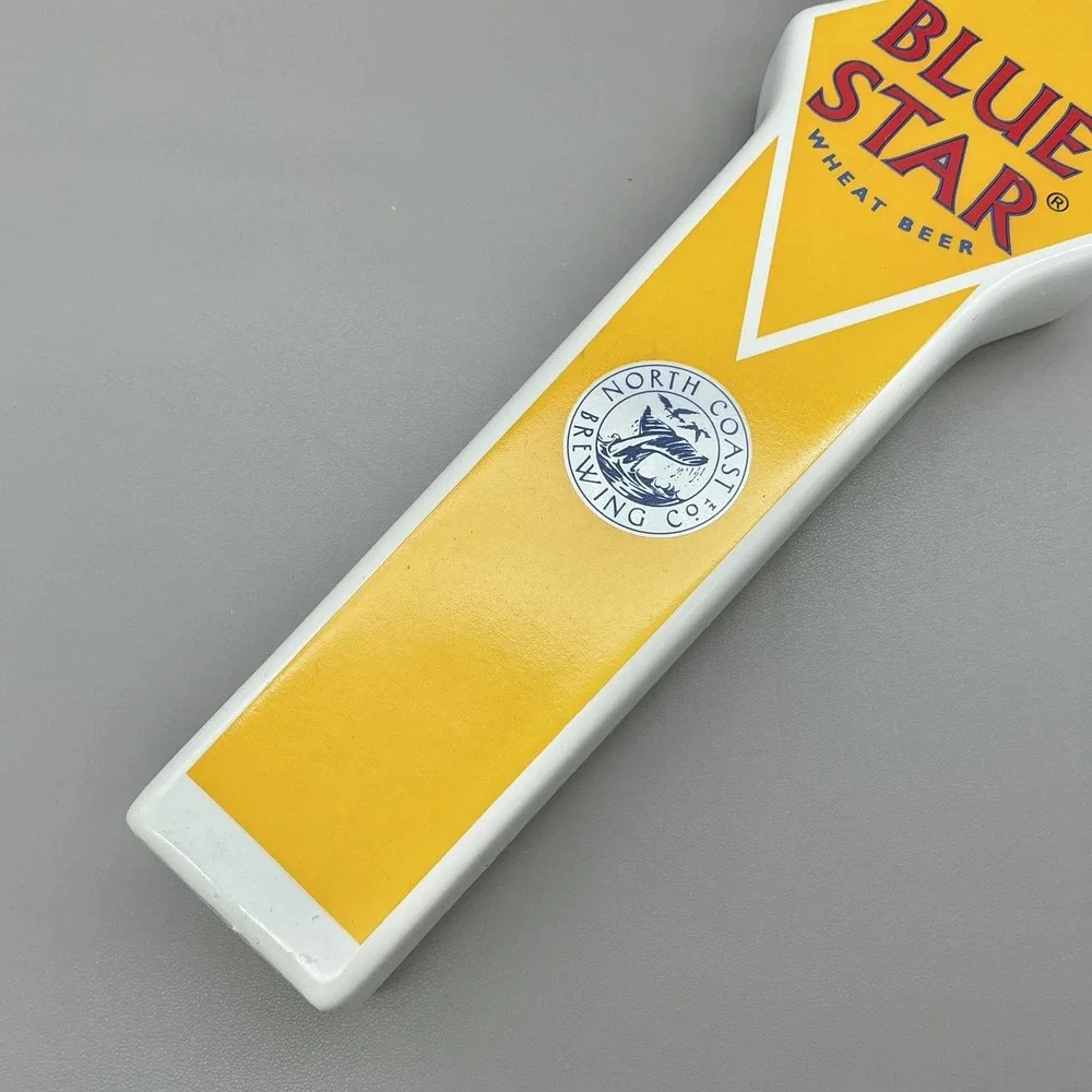 North Coast Brewing Blue Star Wheat Beer Tap Handle Yellow Bar Pub Decor